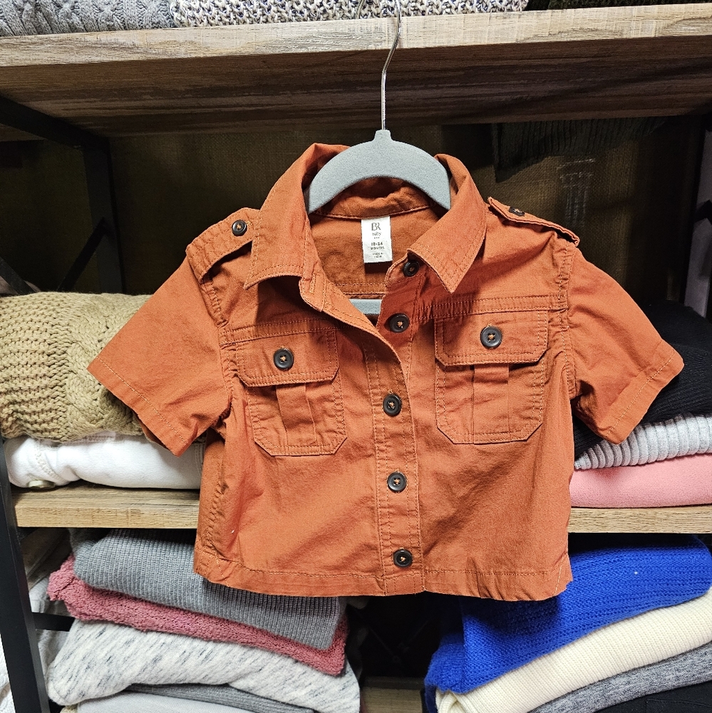 Vibrant Orange Jean Jacket with Textured Cotton and Shirt Collar